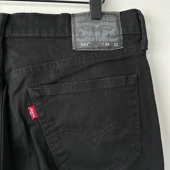 Levi's 541 Black Athletic Taper Jeans Black Stretch Denim Men's Size 34/32 - Picture 3 of 8